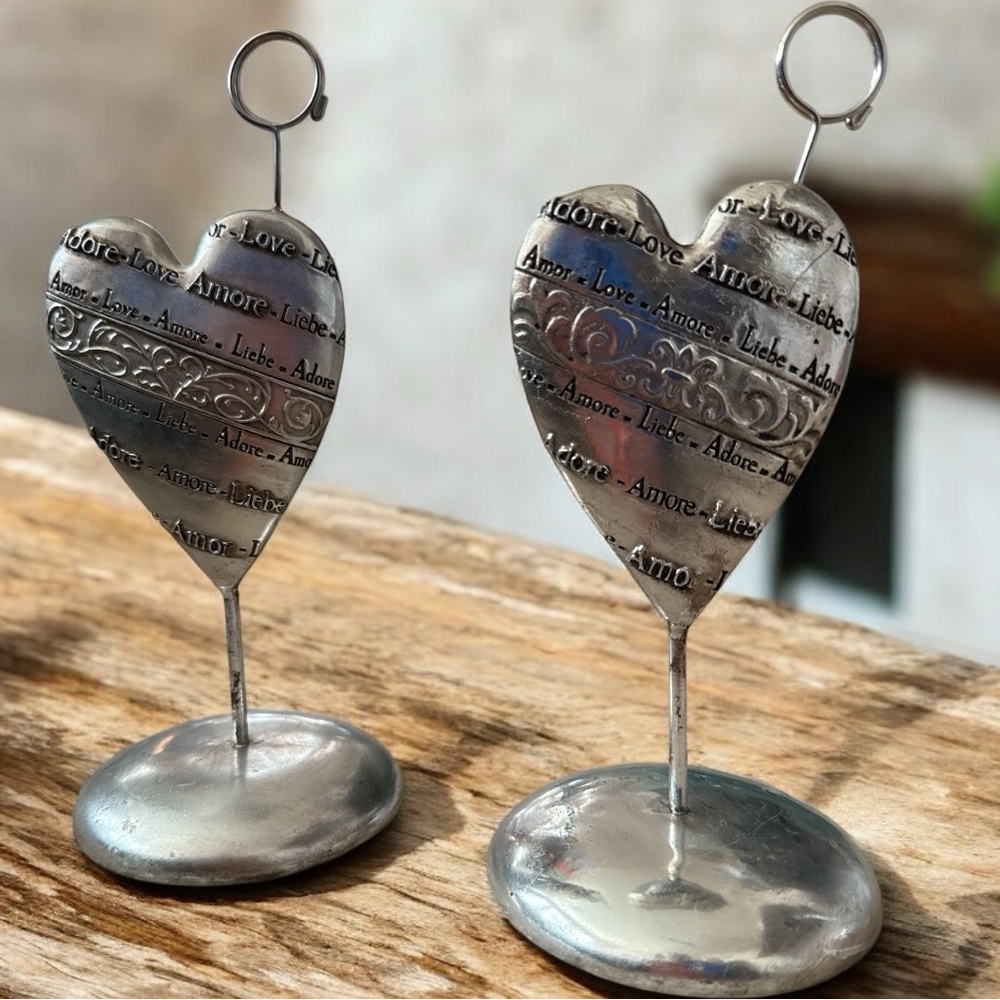 Silver Heart Photo Holders set of 2